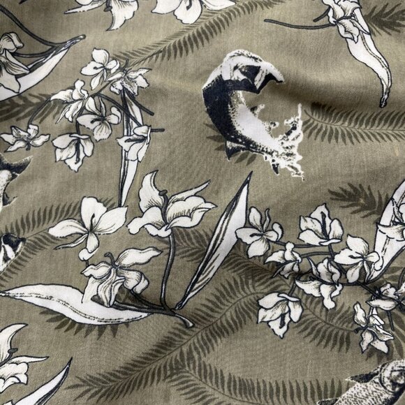 ExOfficio Button Up Shirt Men's L Short Sleeve Vented Outdoors Fish Floral Green - Picture 10 of 12